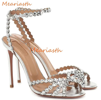 Peris Elegance Meariasth Clear PVC Crystal Sandals Blue Peep Toe Buckle Strap Thin High Heels Sandals Woman Summer Lady Stilettos Shoes On Heel Streetwear high fashion shein amazon temu target Walmart online