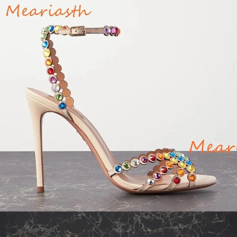 Peris Elegance Meariasth Clear PVC Crystal Sandals Blue Peep Toe Buckle Strap Thin High Heels Sandals Woman Summer Lady Stilettos Shoes On Heel Streetwear high fashion shein amazon temu target Walmart online