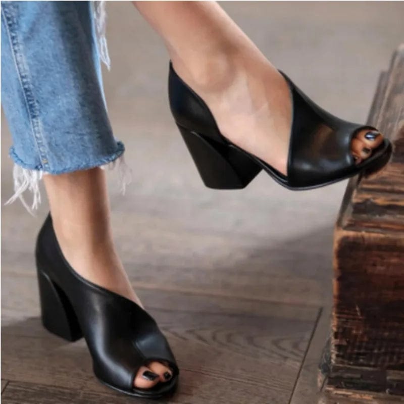 Peris Elegance New designer Plus Size Women  Shoes  Summer High Heels Shoes Fashion Chunky Heels Platform Casual Ladies Fish Mouth Sandalias Streetwear high fashion shein amazon temu target Walmart online