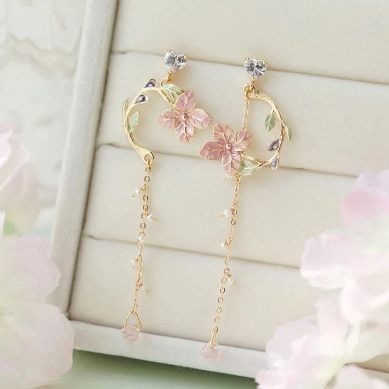 Peris Elegance New Trend Blue Flower Dangle Earrings For Women Cute Animal Cat Cherry Blossoms Asymmetrical Earring Party Kitten Jewelry Gifts Streetwear high fashion shein amazon temu target Walmart online