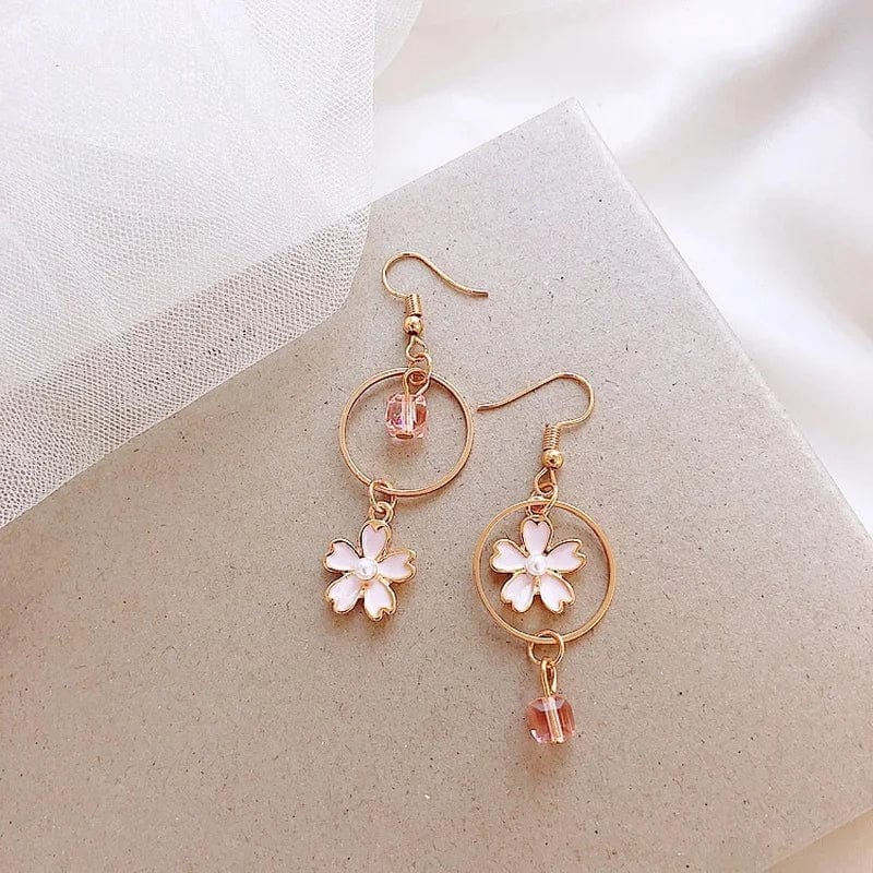 Peris Elegance New Trend Blue Flower Dangle Earrings For Women Cute Animal Cat Cherry Blossoms Asymmetrical Earring Party Kitten Jewelry Gifts Streetwear high fashion shein amazon temu target Walmart online