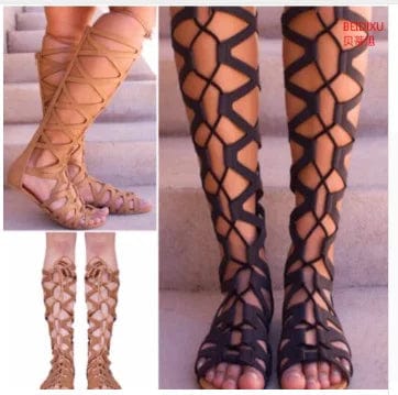 Peris Elegance Roman Gladiator Bandage Sandals Women Knee High flat sandalias botas femininas Women Shoes Girls Summer hollow Ankle Boot hjm7 Streetwear high fashion shein amazon temu target Walmart online