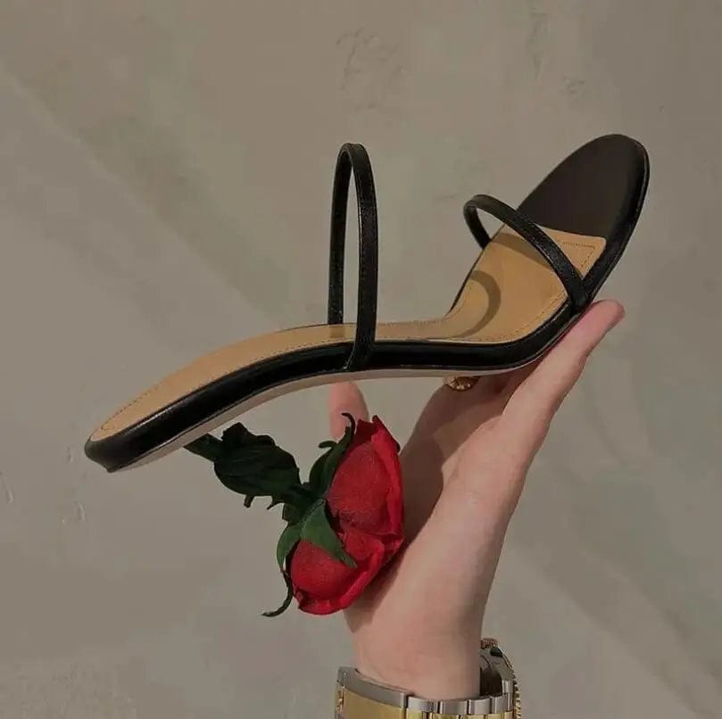 Peris Elegance Rose High Heels Black Women Sandals 2023 New Summer Dress Slippers Flowers Open Toe Women Slippers schuhe Streetwear high fashion shein amazon temu target Walmart online